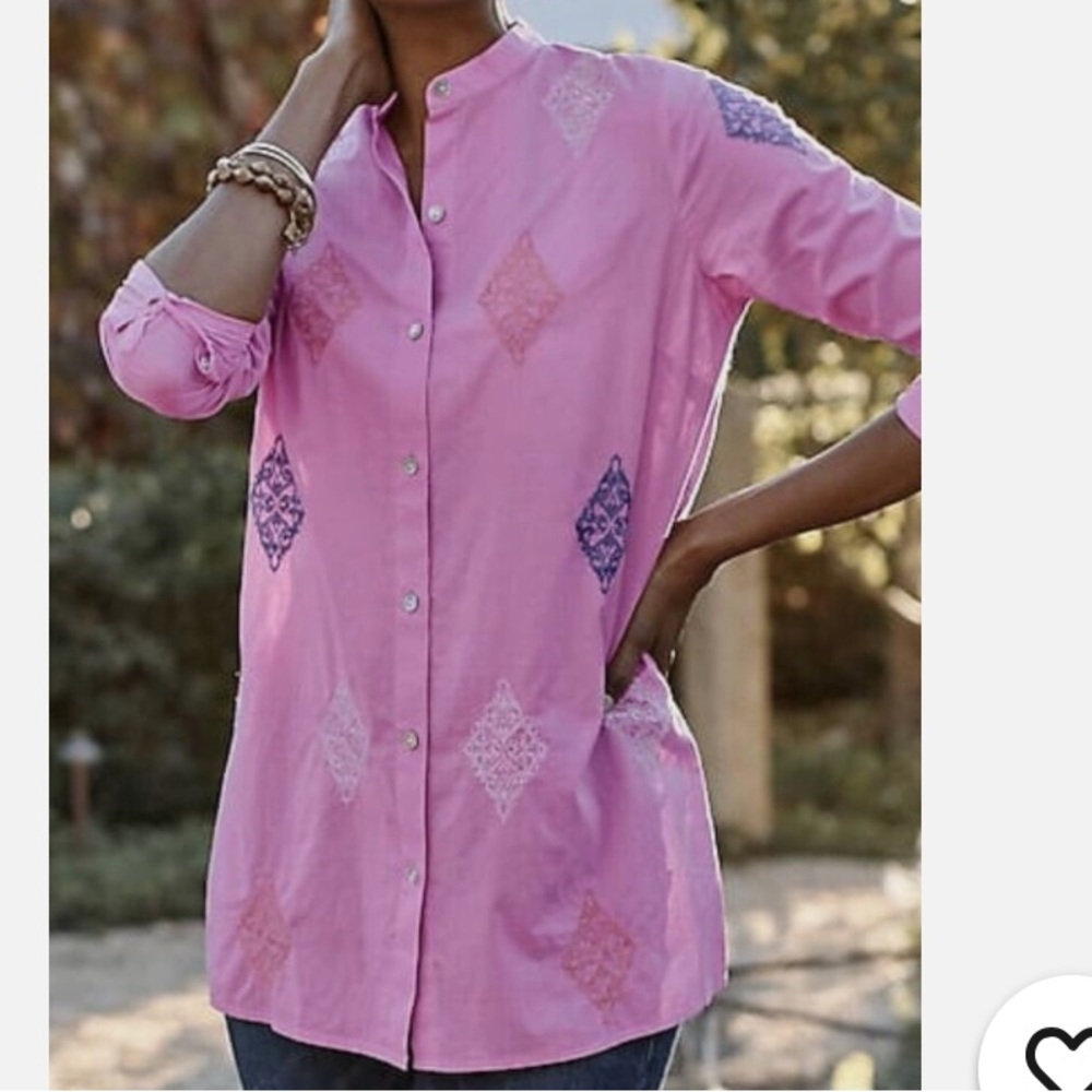 J. Jill Embroidered Long Sleeve  Blouse, Size L